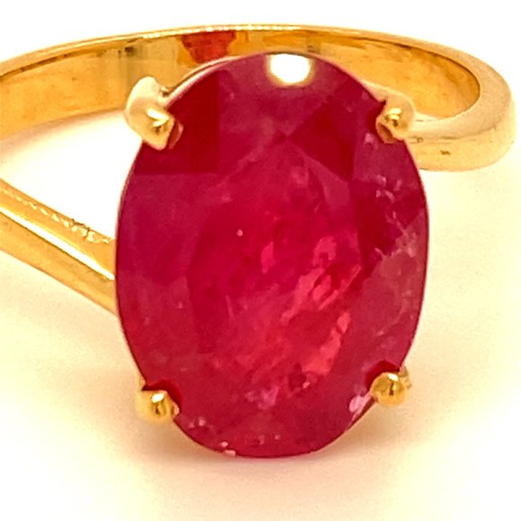 GIA Longido Ruby 6.21ct Solid 18K Yellow Gold Ring - Picture 6 of 10